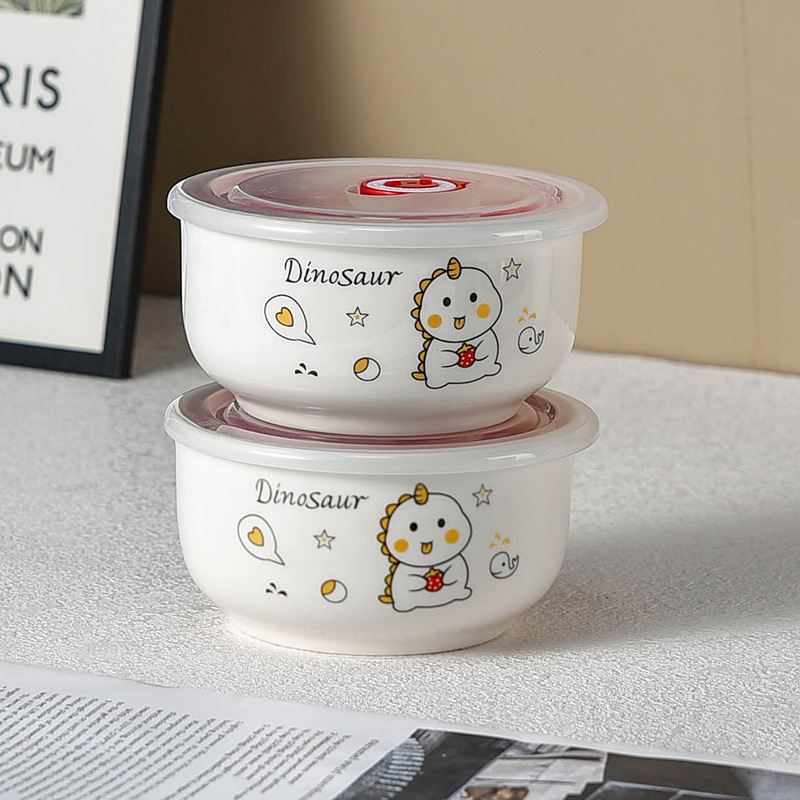 [Múltiples opcionales] cuenco de cerámica fresco cuenco de fideos de burbujas caja de almacenamiento de refrigerador microondas con cubierta sellada caja de almuerzo