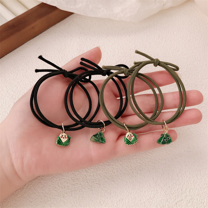 Festival del Boat del Barco del Dragón Zongzi Círculo de Cabello Estilo Nacional Zongzi Chica atada correa de cabello cuerdas de cabello triangulares Zongzi adornos para el cabello