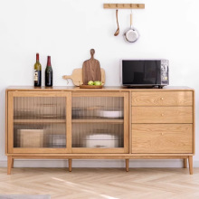 全实木红橡木多尺寸餐边柜下柜餐厅客厅多功能收纳柜实木抽屉gω