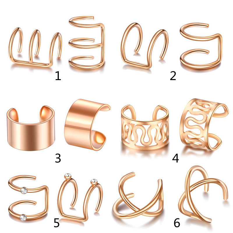 Oído hueso clip traje nuevo Amazon moda Metal sin oreja perforada pendientes mujer geométrica simple transfronteriza pendientes de la personalidad