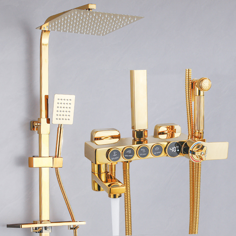 All-Copper Shower Set for Home Bathroom Use, Rain Shower Head, Bathroom Shower System, Thermostatic Brass