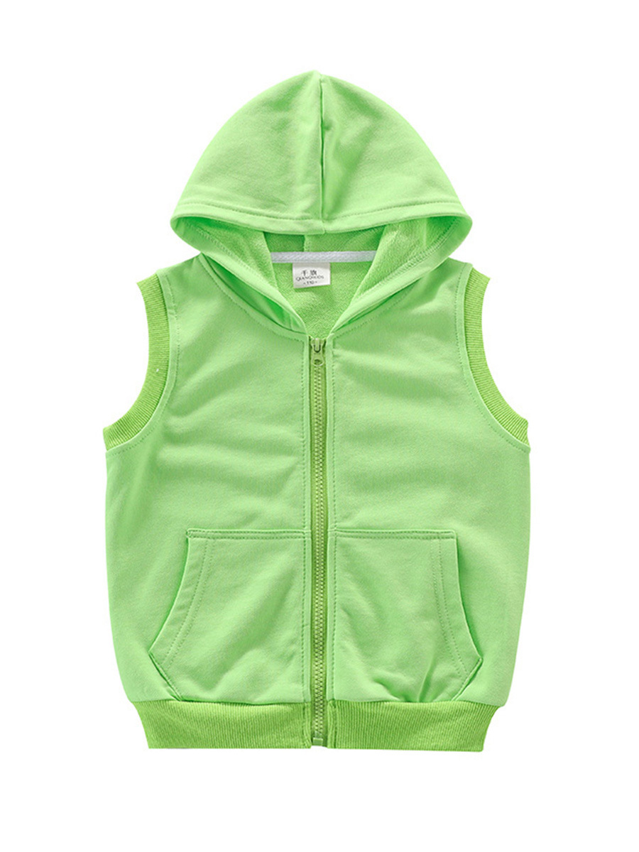 Children's vest men's and women's spring and autumn summer thin outdoor wear pure cotton hooded kindergarten clothes vest activity printed logo