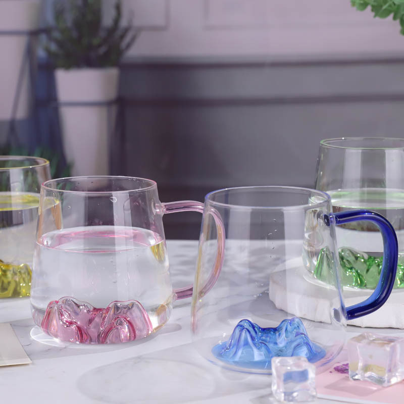 Mango Taza de vidrio Guanshan Taza de café de alto valor Taza de agua para el hogar Taza de desayuno Taza de cerveza de bar Taza de té de jugo