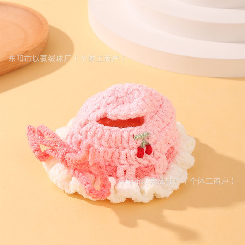 既製ニットペット用品スカーフ唾液タオルかぎ針編みかわいい猫の誕生日装飾首輪帽子セット|undefined