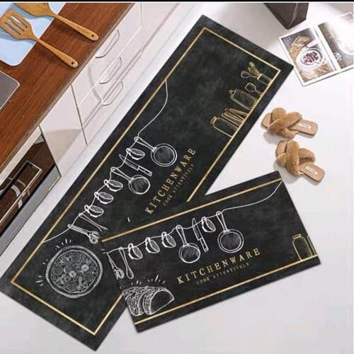 Cartoon Kitchen Mat Household Long Foot Mat Nordic Simple Stain-Resistant Water- Absorbent Kitchen Anti-Slip Mat