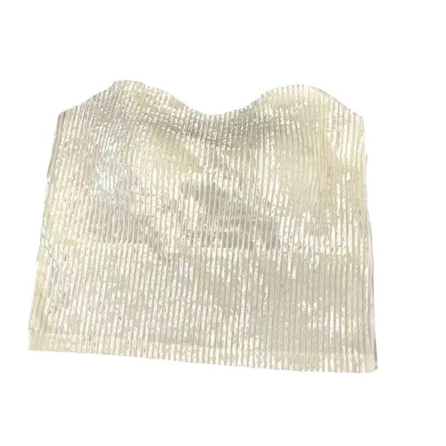 Live Stream Gold Velvet Women's Fixed Cup Bra with Adjustable Shoulder Straps, Plain Color Slimming Tank Top for Women