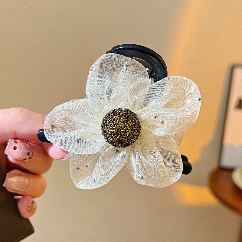 Satín de alta sensación, arco negro grande, clip de tiburón, toque de cabeza, clip de nube, clip de agarre, clip de cabello, tarjeta de cabello de mujer