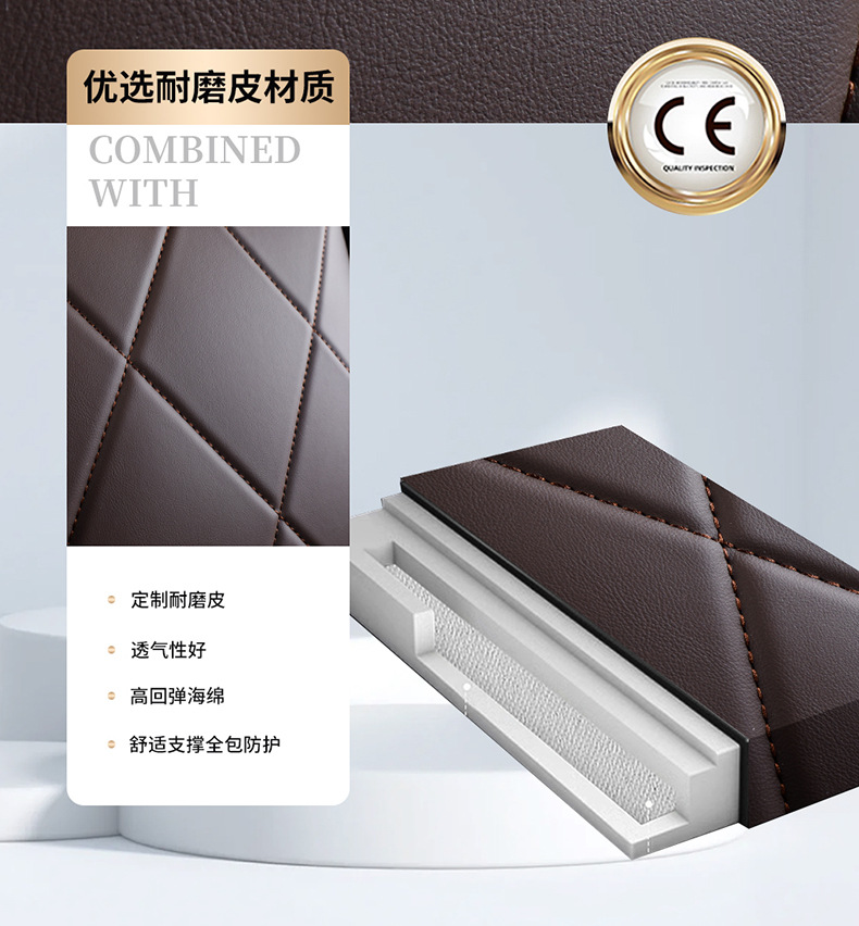 Cross-Border Full Leather Car Seat Cushion, Fully Enclosed Seat Cover, Universal Leather Comfortable and Breathable Seat Cushion for All Seasons, Car Seat Cushion