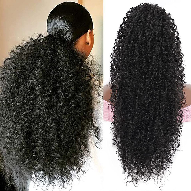 African wig ponytail braid drawstring small curly ponytail fluffy curly gradient elastic ponytail natural simulation wig African wig ponytail braid drawstring small curly ponytail fluffy curly gradient elastic ponytail natural simulation wig