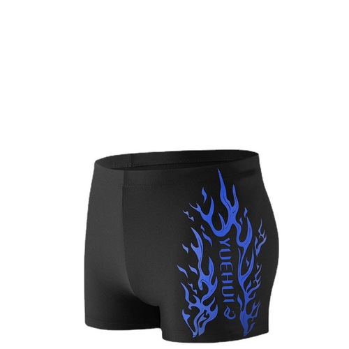 Men's flat-bottom swim trunks, three-quarter-length sports tight stylish long swimming trunks, men's swimwear print swim trunks