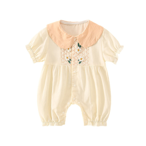 Baby Summer One-Piece Suit New Pure Cotton Diaper Suit Short Sleeve Thin Ladylike Cute Baby Outfit