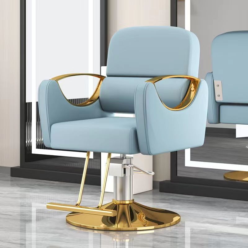 Silla de peluquería, peluquería, barbería, asiento giratorio, silla de corte de pelo simple de acero inoxidable, silla elevadora de afeitado inclinable