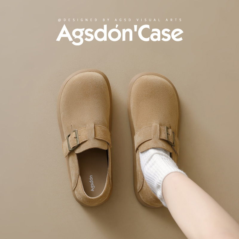 Zapatos de Dengbocken de Augu Lion para mujeres 2025 otoño y invierno nuevo todo incluido un zapato suave zapatos retrógrados zapatos de tostada plana