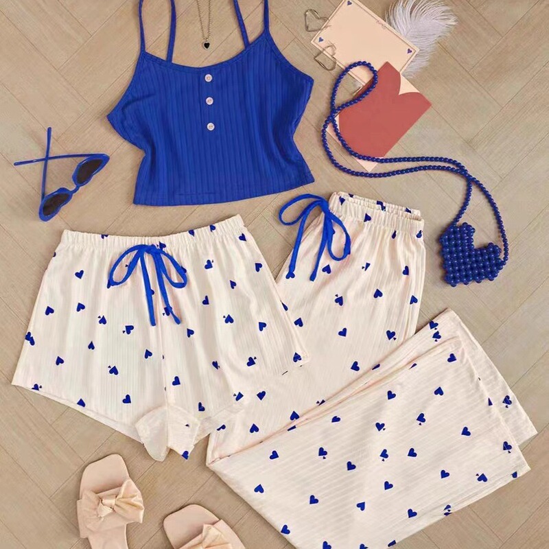 Cross-Border Thin Women's Loungewear Pure Desire Print Camisole Autumn and Winter Wholesale Sexy Pajamas and Sleep Pants Three-Piece Set Cross-Border Thin Women's Loungewear Pure Desire Print Camisole Autumn and Winter Wholesale Sexy Pajamas and Sleep Pants Three-Piece Set