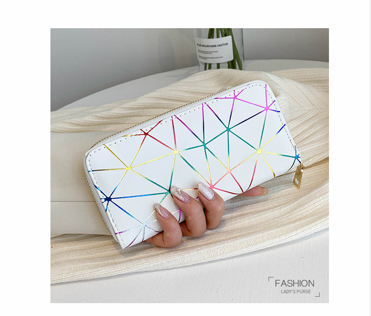 71g Weight Polyester Lining Material Zipper Closure Type Long Wallet Bags Type Shopping Occasion Pu Leather Material Stripe Pattern All Seasons Season Women'S Gender Fashion Style Square Shape Women's Stripe Pu Leather Zipper Wallets