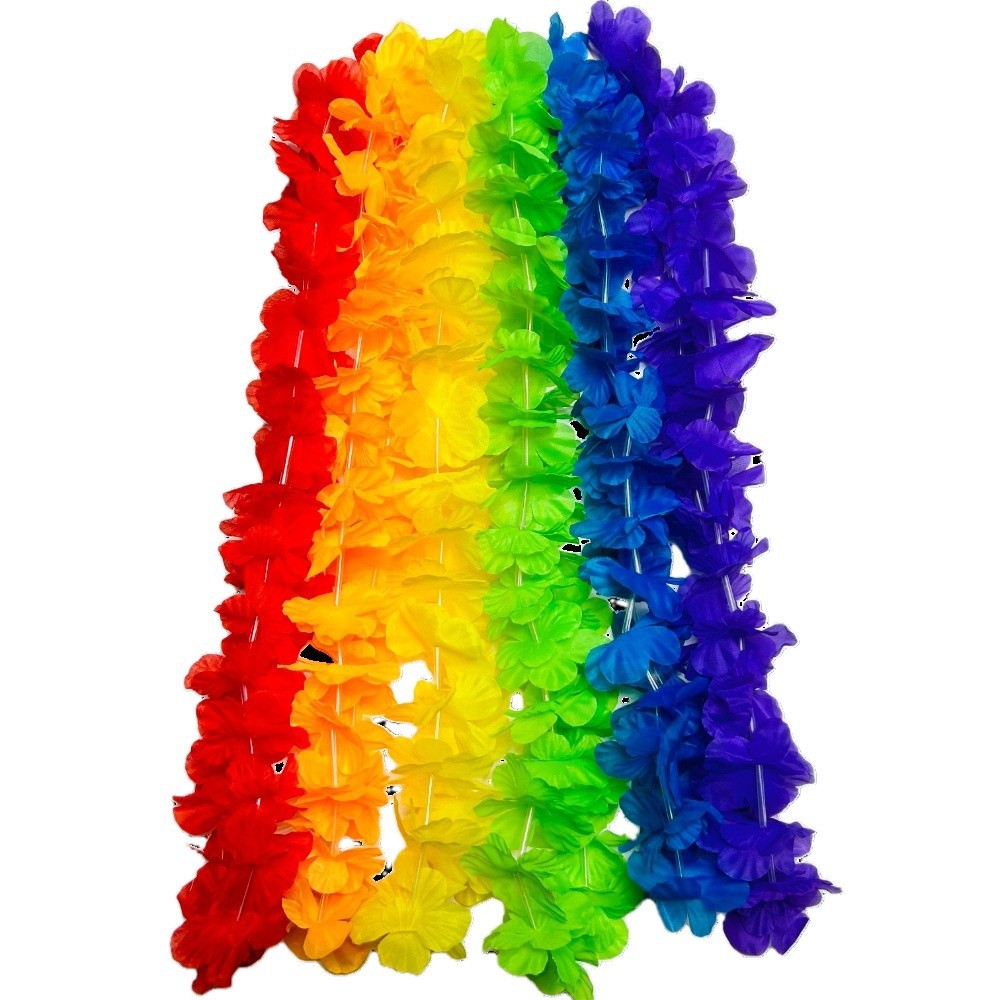 Paleta de poliéster hawaiana de tamaño de simulación de pétalos 33 pares de guirnaldas de fiestas de carnaval cuello colorido conjunto de guirnaldas