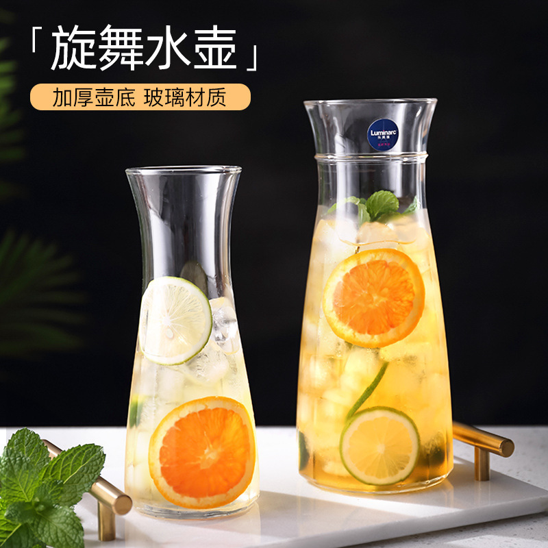 Lemeya vidrio resistente al calor hervidor de agua fría agua manzana verde engrosado jar de jugo tetera flor logotipo al por mayor