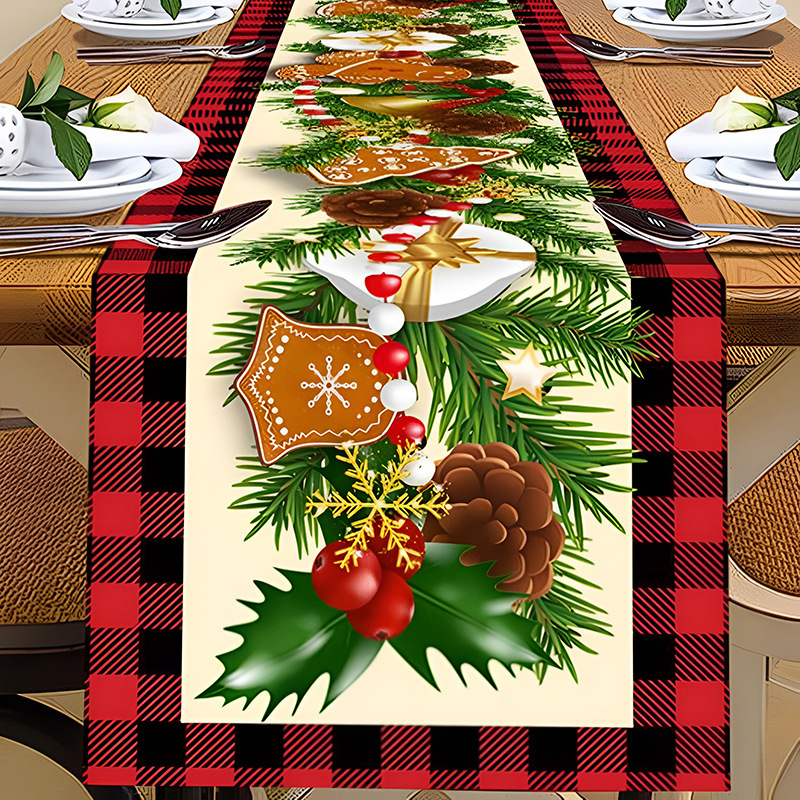 クロスボーダー爆発クリスマステーブル旗キッチンパーティーテーブルクリスマスツリー花輪雪だるま鈴サンタクローステーブル旗|undefined