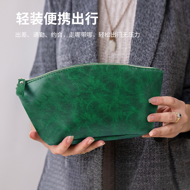 Cosmetic bag 2025 new makeup bag British retro crazy horse leather…