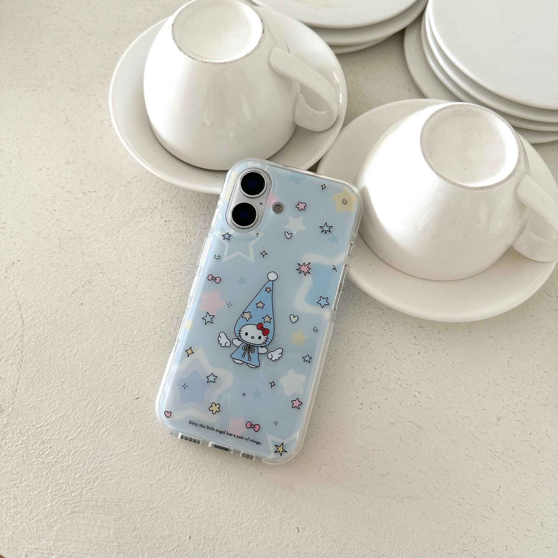 Sombrero largo estrella azul coreano KT para iPhone15/16 funda para teléfono móvil 14Pro femenino 16ProMax nuevo 13