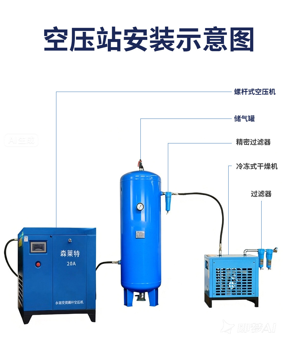 Permanent Magnet Variable Frequency Screw-Type Air Compressor 7.5Kw 15Kw Large Industrial-Grade Air Compressor Small Air Compressor