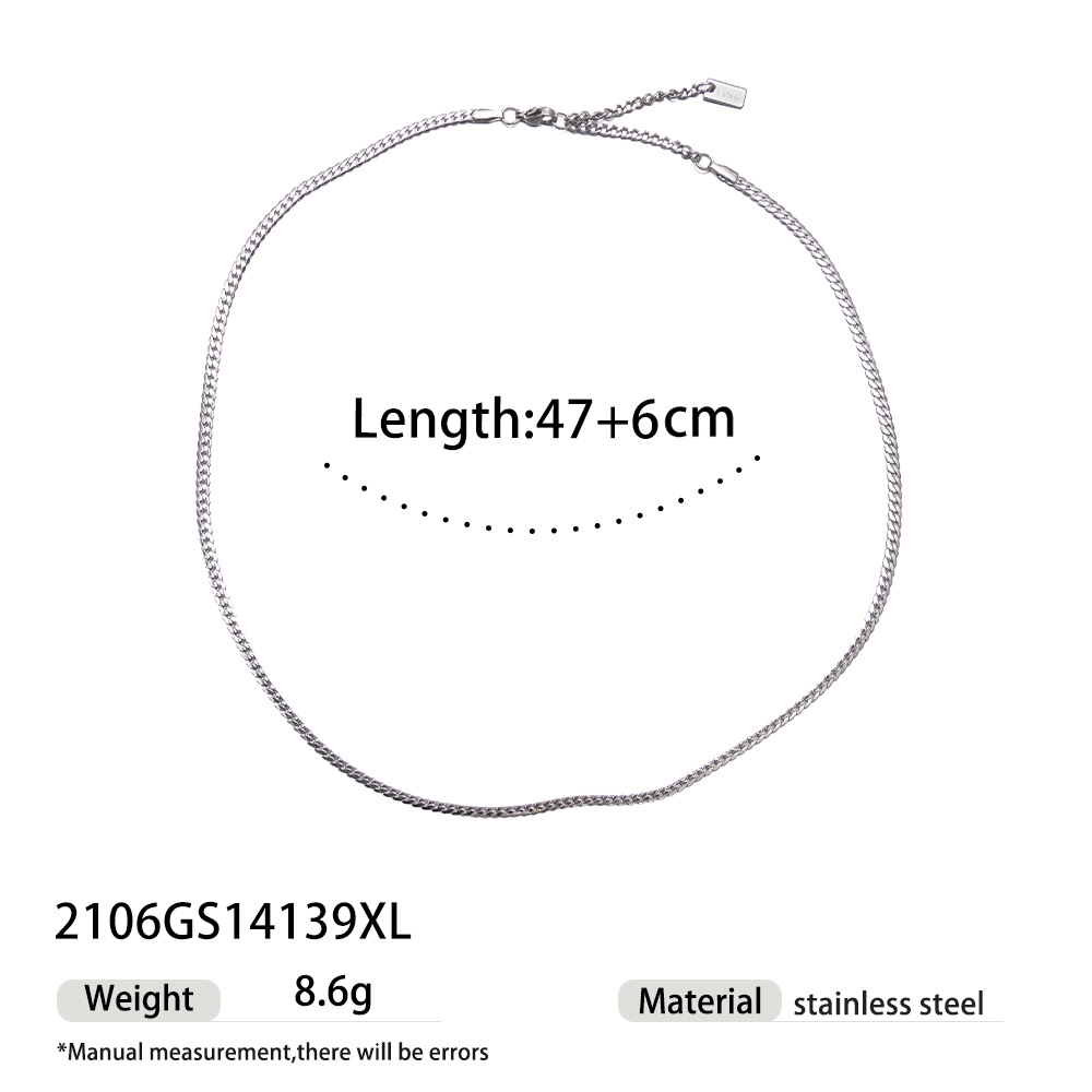 Taena collar de acero inoxidable europeo y americano apilado de alta calidad, cadena de clavícula de acero de titanio blanco dorado, joyería explosiva transfronteriza al por mayor