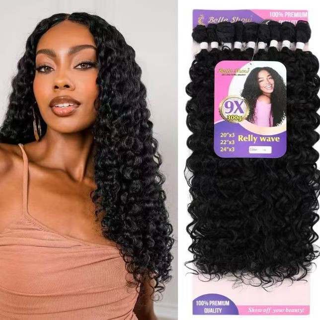 Transfronterizos Europa y América Relly cortina de cabello set de nueve piezas de fibra química pequeña pelucas de cabello largo set de cortina de cabello