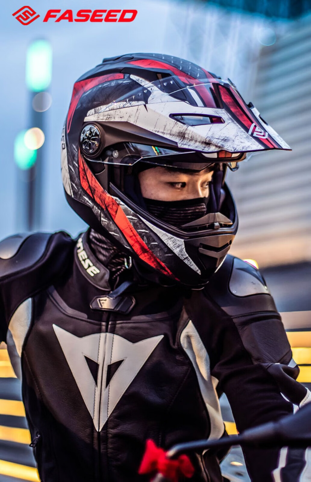 FASEED Motorcycle Helmet Men's Winter Anti-fog Motorcycle Double Lens Full Helmet Four Seasons Rally Helmet Off-road Helmet 909