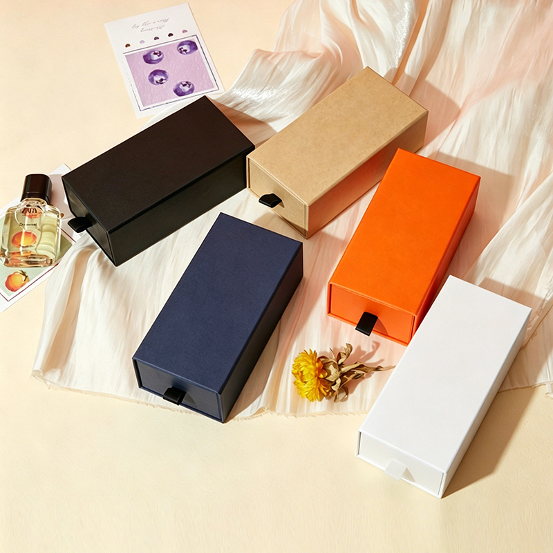 Spot Black Glasses Case Drawer-Type Kraft Paper Packaging Box Pull-Out Orange Lipstick Sunglasses Gift Box