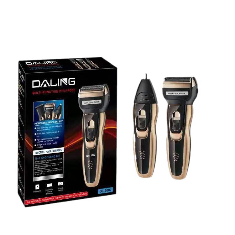 Afeitadora Eléctrica Daling DL-9007 Tres en Uno, Maquinilla de Afeitar Recargable, Recortadora de Barba de Alta Potencia Transfronteriza