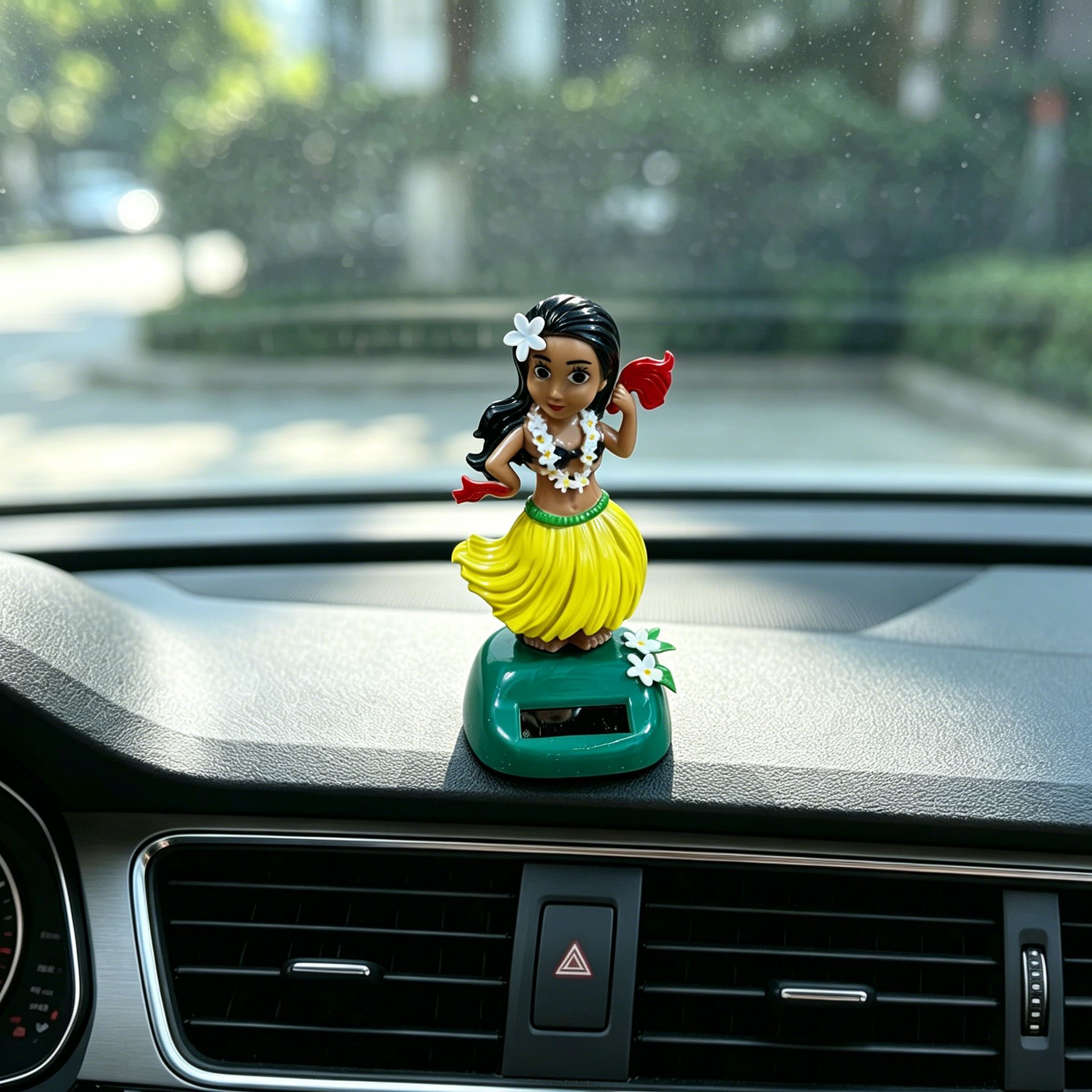Solar-powered Hawaiian hula girl car ornament, creative car interior decoration, swinging figurine