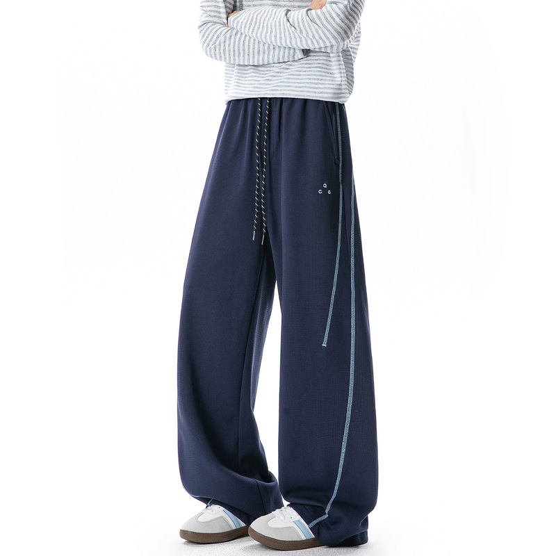 Han Lu | Lightweight Sports Sweatpants for Men, Autumn Style, Color-Blocked with Visible Stitching, Straight-Leg, Loose Casual Pants, High Street Fashion Brand Long Pants. Han Lu | Lightweight Sports Sweatpants for Men, Autumn Style, Color-Blocked with Visible Stitching, Straight-Leg, Loose Casual Pants, High Street Fashion Brand Long Pants.