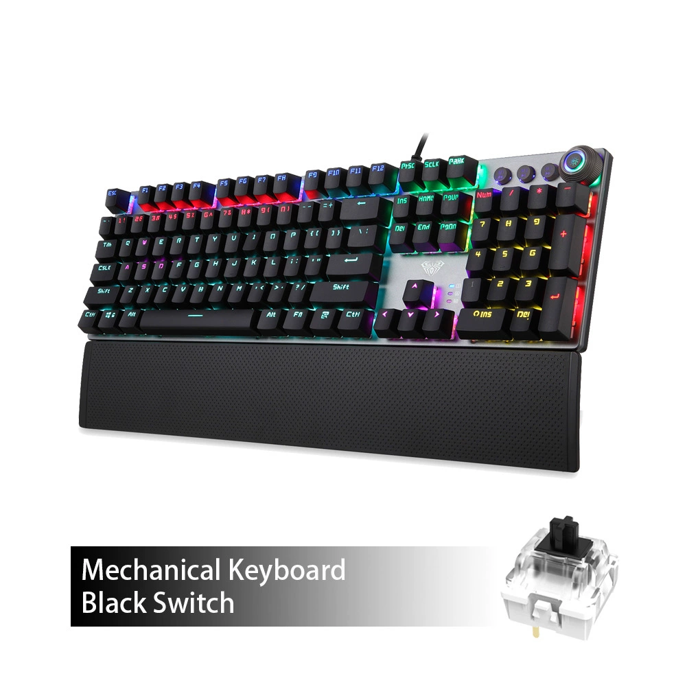 Механическая клавиатура AULA F2088, RGB подсветка, USB проводная, мультинейансные переключатели (Зелёный/Синий/Коричневый/Чёрный)