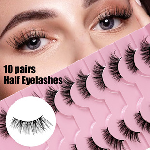 Cross-border Europe, the United States and the Middle East ten pairs of cat's eye natural powder holder half eyelashes whole eye tail lengthened half eyelashes