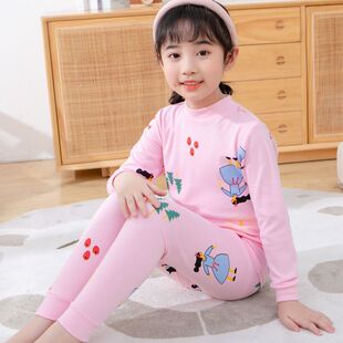 女童內衣套裝全棉兒童秋衣秋褲全棉中大童春秋薄款寶寶家居服中領
