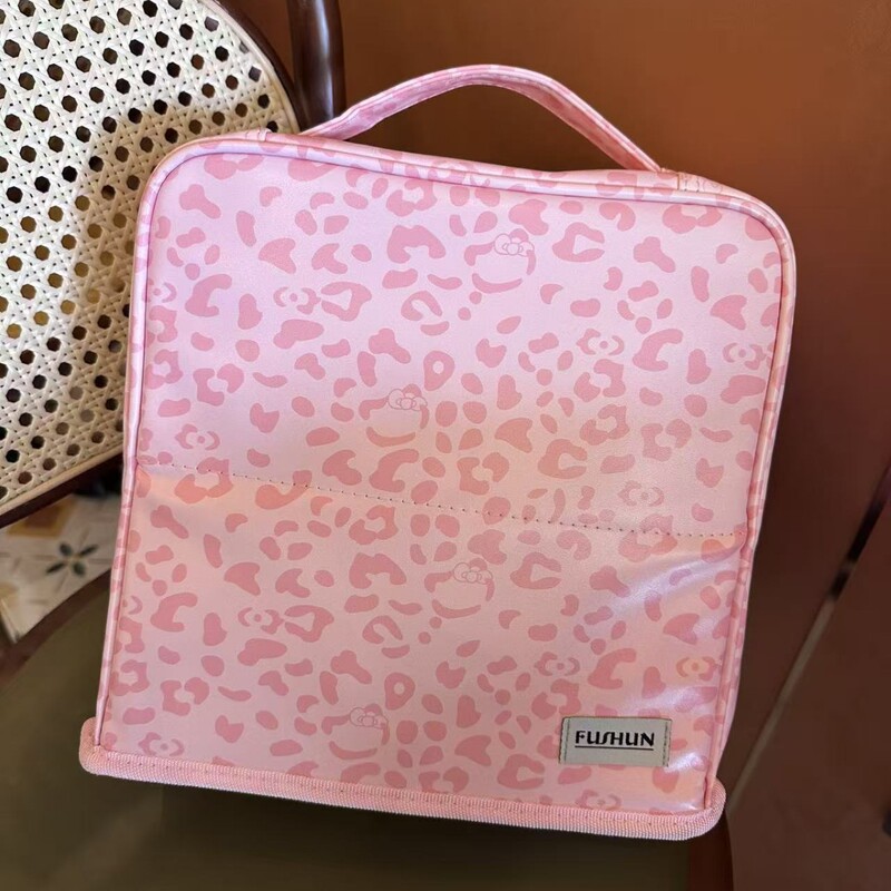 New Leopard-Print Vertical Makeup Bag with Large Capacity, Multi-Functional, Freely Partitionable, Travel Toiletry Storage Makeup Bag