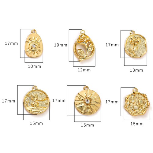 Color-Keeping 14K Gold Plated Sun Rose Eye Oval Pendant DIY Handmade Earrings Necklace Decorative Accessories