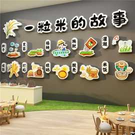幼儿园环创主题墙成品文化墙面装饰食堂饭桌托管班一粒米的故事贴
