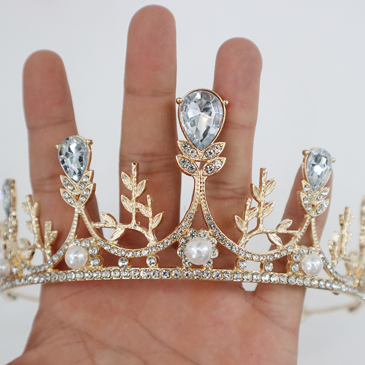Europa y América corona tocado fiesta de cumpleaños de las mujeres de la moda corona diadema barroco cristal princesa corona joyería al por mayor