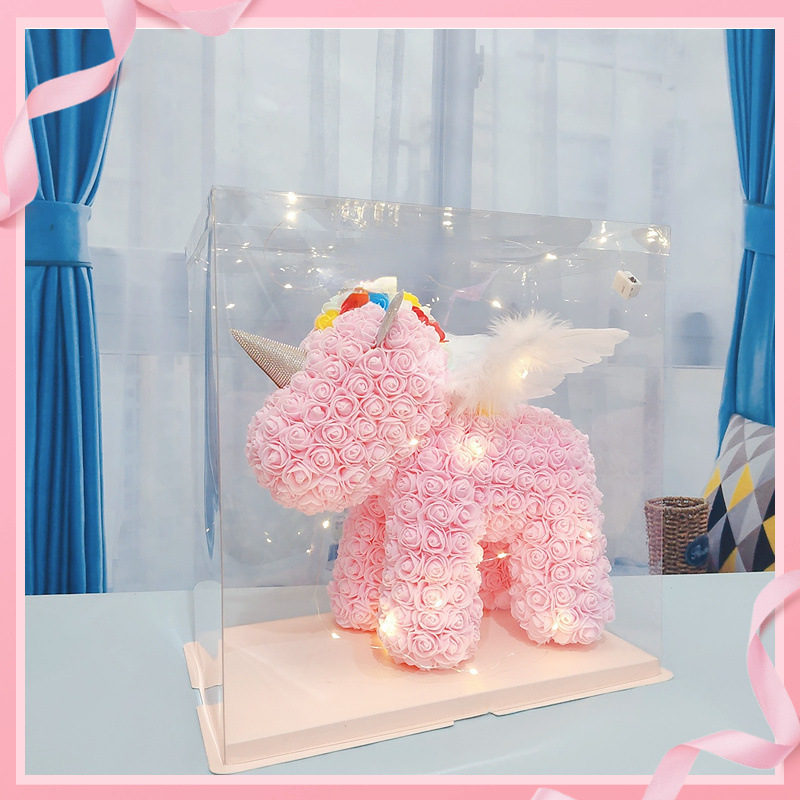 라이트 핑크 날개 유니콘 + 선물 상자 가벼운 끈