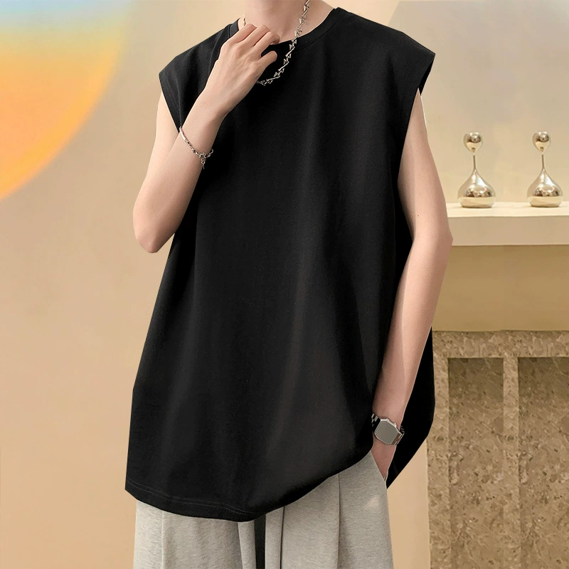 Прямая поставка с фабрики Летний американский хип-хоп жилет мужской 2023 Новый однотонный простой подходящий ко всему женский топ без рукавов