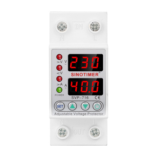 SVP-716 40A 63A 80A adjustable self-resetting smart over/under voltage protector with current limiting and delay 220V