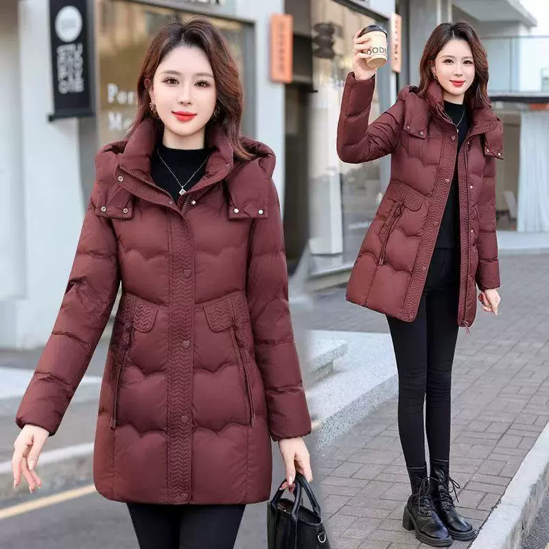 冬装洋气中长款羽绒棉服女2025新款时尚气质显瘦棉衣加厚保暖外套