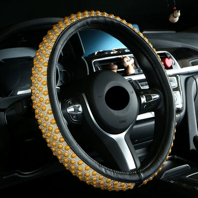 cover, summer ice-bead anti-slip car – Steering wheel cover - yellow-pearl-38cm