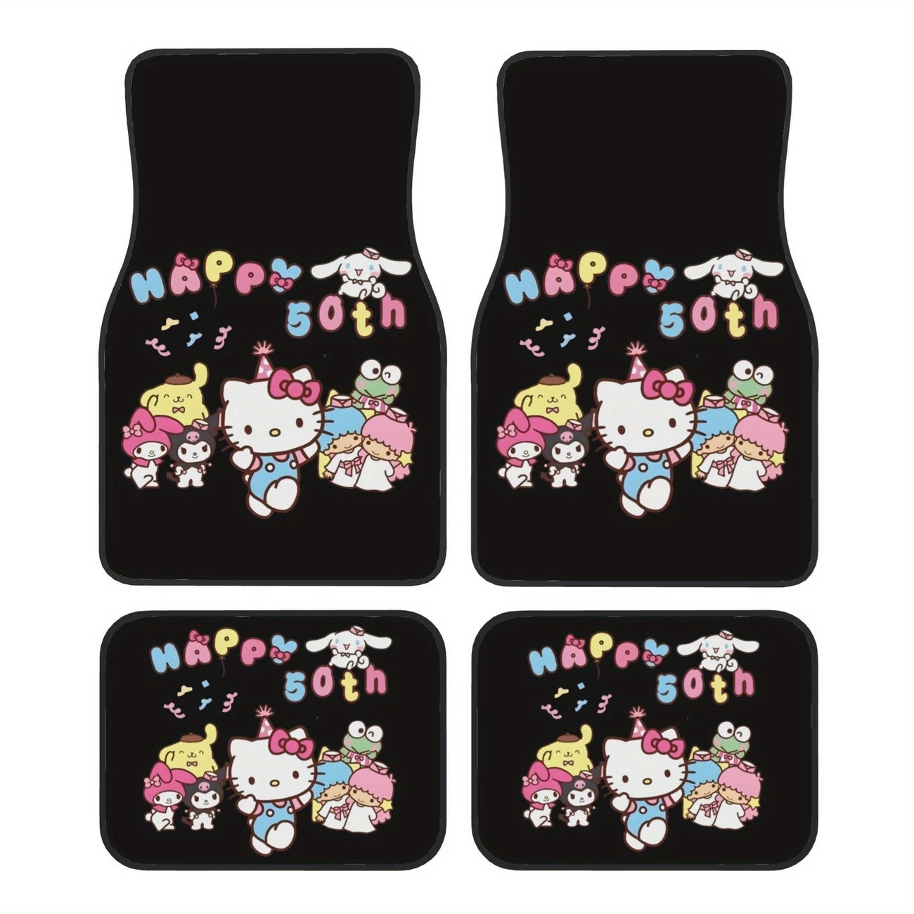 Cross-Border Sanrio Car Floor Mats for Main and Passenger Seats, Front and Rear Floor Mats, Amazon Temu Dropshipping Cartoon Foot Mats