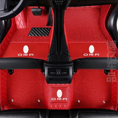 Modelə uyğun ayaqaltı: Cat, special full-coverage car floor mats - euleriq-double-layered-bright-red-bright-red-silk-loop