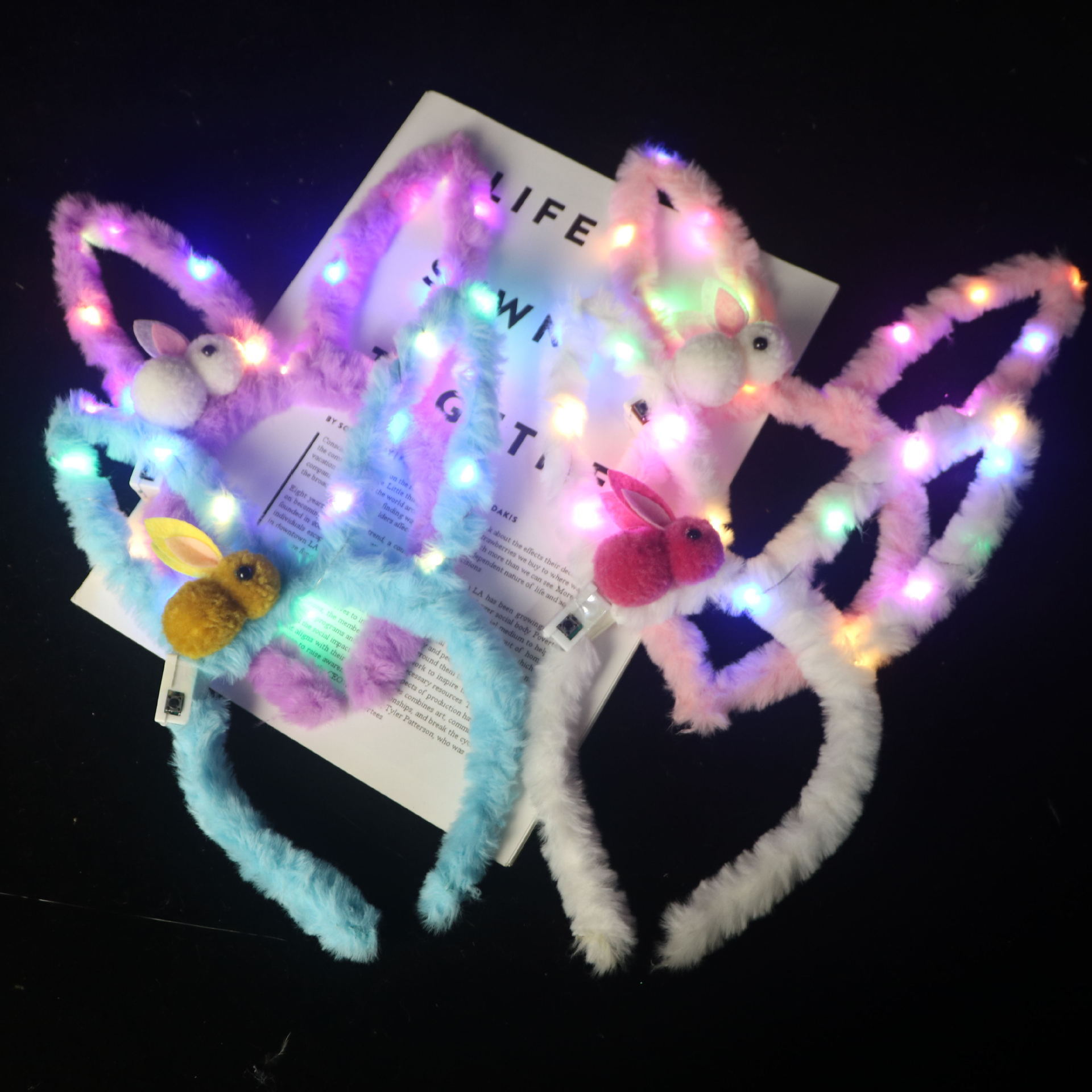 Brillante zorro orejas cinturón de cabello lámpara ángel cinturón de cabello super inmortal cinturón de cabello red rojo lindo gato orejas tocado plumas conejo