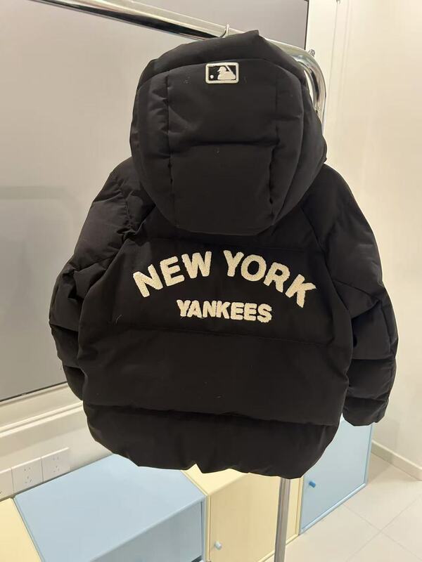 MLB张凌赫同款冬季男女中大儿童NY学院风连帽羽绒服外套亲子装潮|undefined