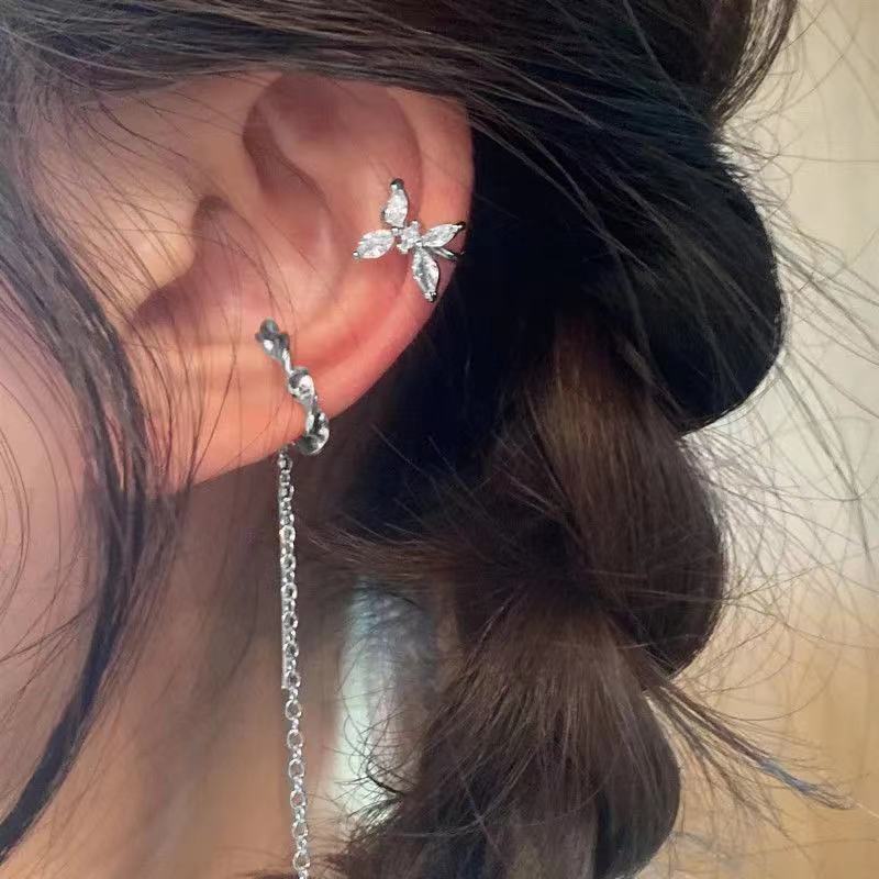 Retro mariposa ins súper hada oreja clip de hueso sin mujer perforada pendientes de temperamento de estilo frío de alto grado pendientes clip de oreja hembra