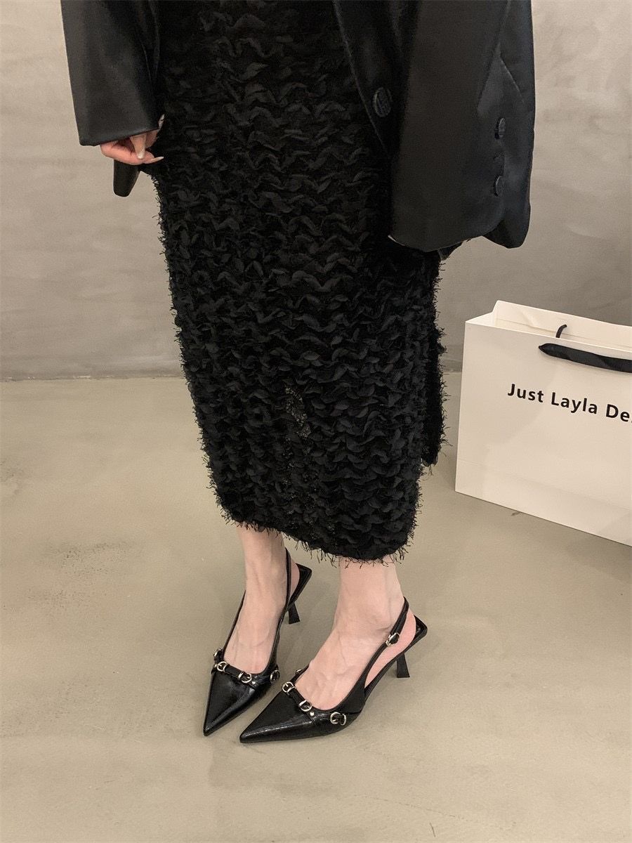 Design Sense Silver Pointed Toe High Heel Sandals For Women Summer New Elegant Socialite Versatile_vogvips.com